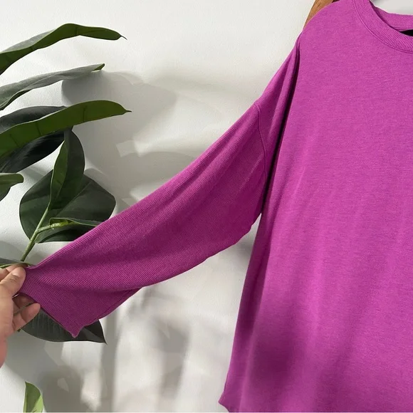 Soft Surroundings 1X Pink Asymmetrical Hem Dolman Sleeve Jersey Knit Top - Picture 2 of 8